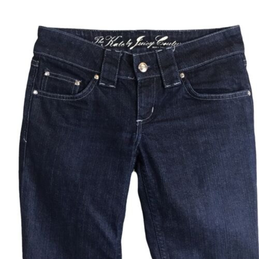 The Kate by Juicy Couture Jeans Dark Blue Pants Sz 24 Silver Denim 28 X 34 Y2K - Picture 3 of 12